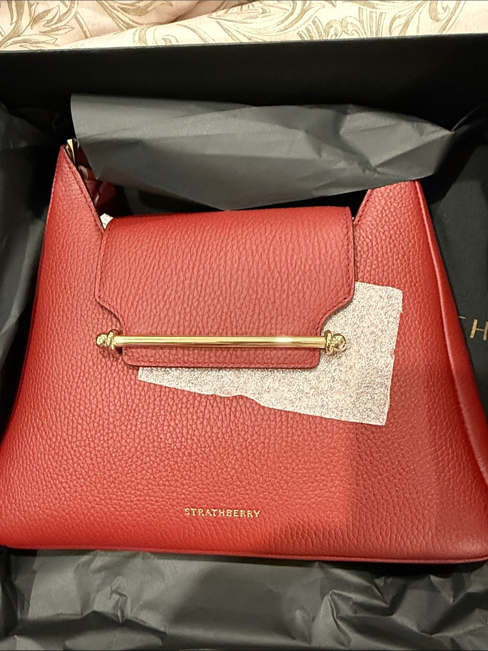 Strathberry Luxurious Burgundy Shoulder Bag with Gold Detail - Picture 11 of 16